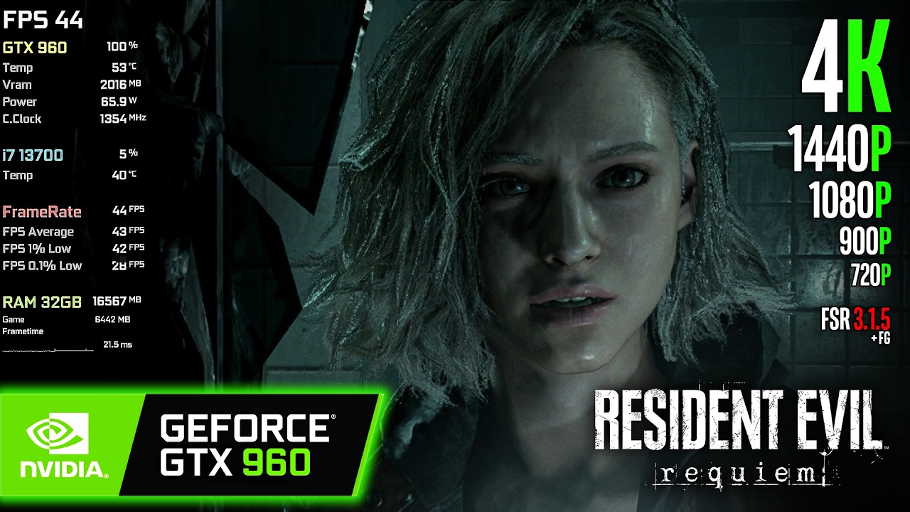 GTX 960 | Resident Evil Requiem - 4K, 1440p, 1080p, 900p, 720p, FSR 3.1 + FG...