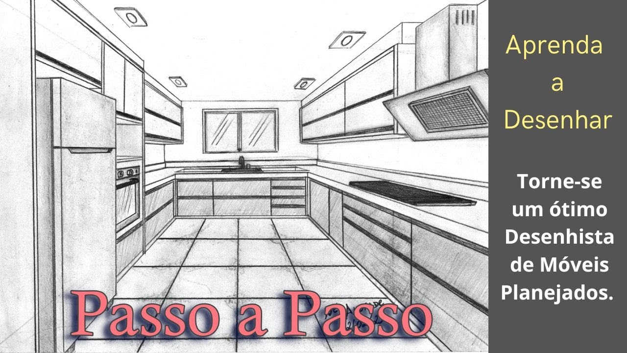 Como Desenhar Cozinha Planejada passo a passo! Impressione seus amigos e Clientes! Bora aprender!