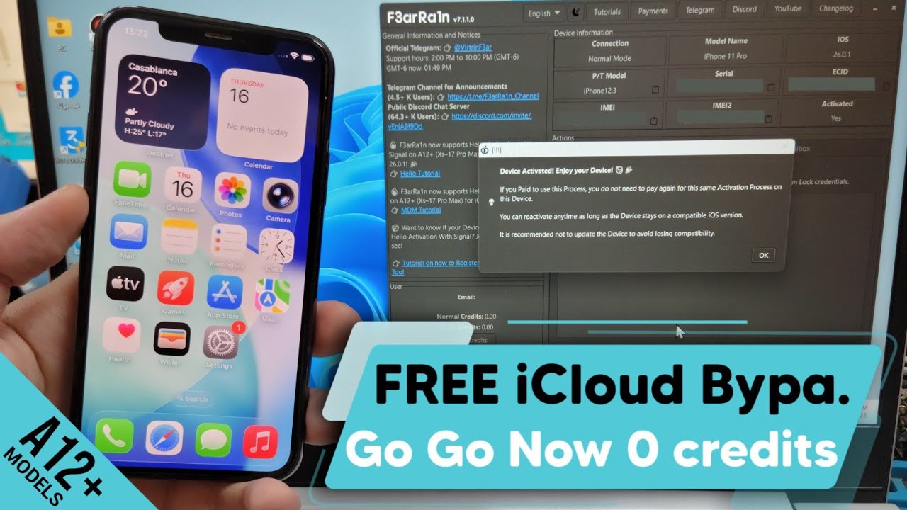 [F̶R̶E̶E̶] New Windows F3arRa1n iCloud Tool Hello Activation Without Signal A12+ | iOS 18.6–26.0.1
