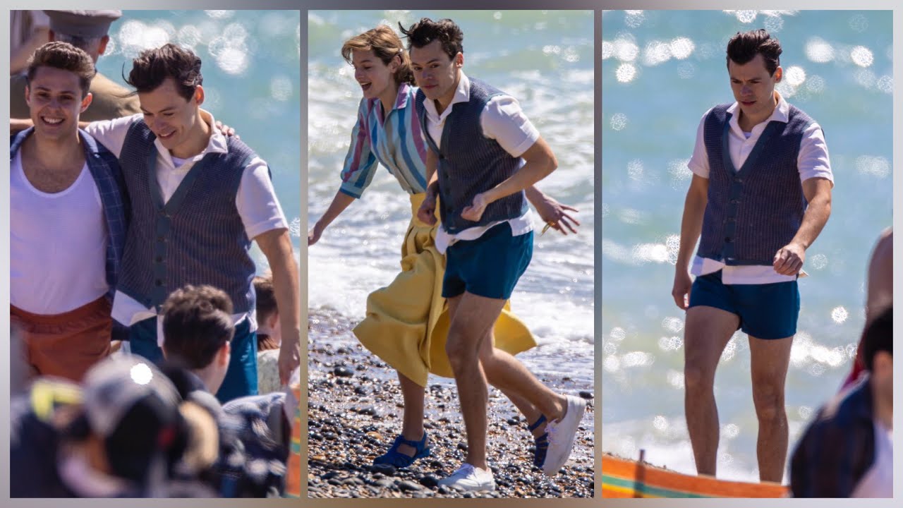 HARRY STYLES FILMING MY POLICEMAN ON THE BEACH (May 7)