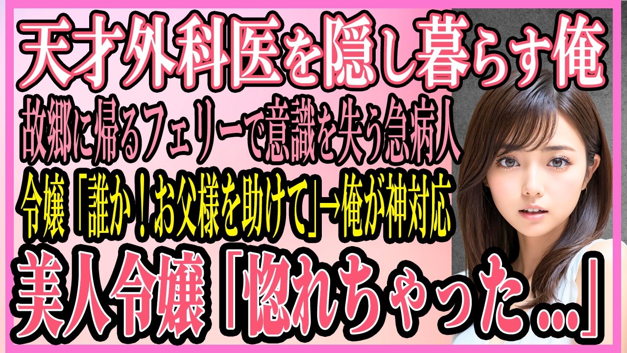 【感動する話】天才外科医だったことを隠して暮らす俺。故郷に帰るカーフェリーで意識を失う急病人、令嬢「誰か、お父様を助けて」→俺が神対応美人令嬢「惚れちゃった...」俺「え？」【いい話・朗読・馴れ初め】