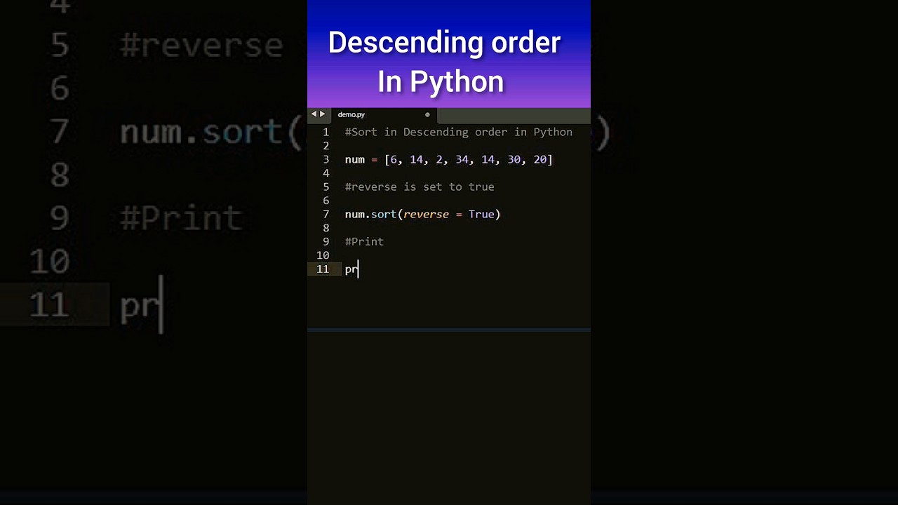 Sorting list in Descending order using Python #python #programming