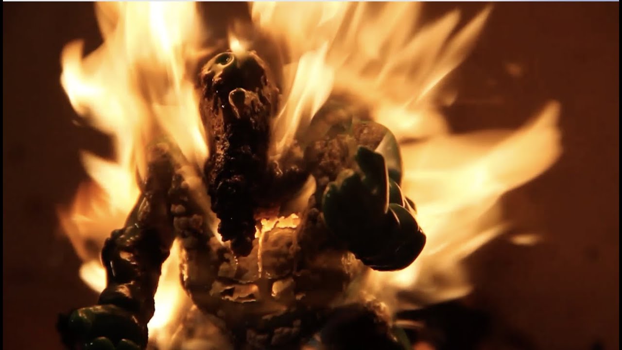 burning action figures with blowtorch #4