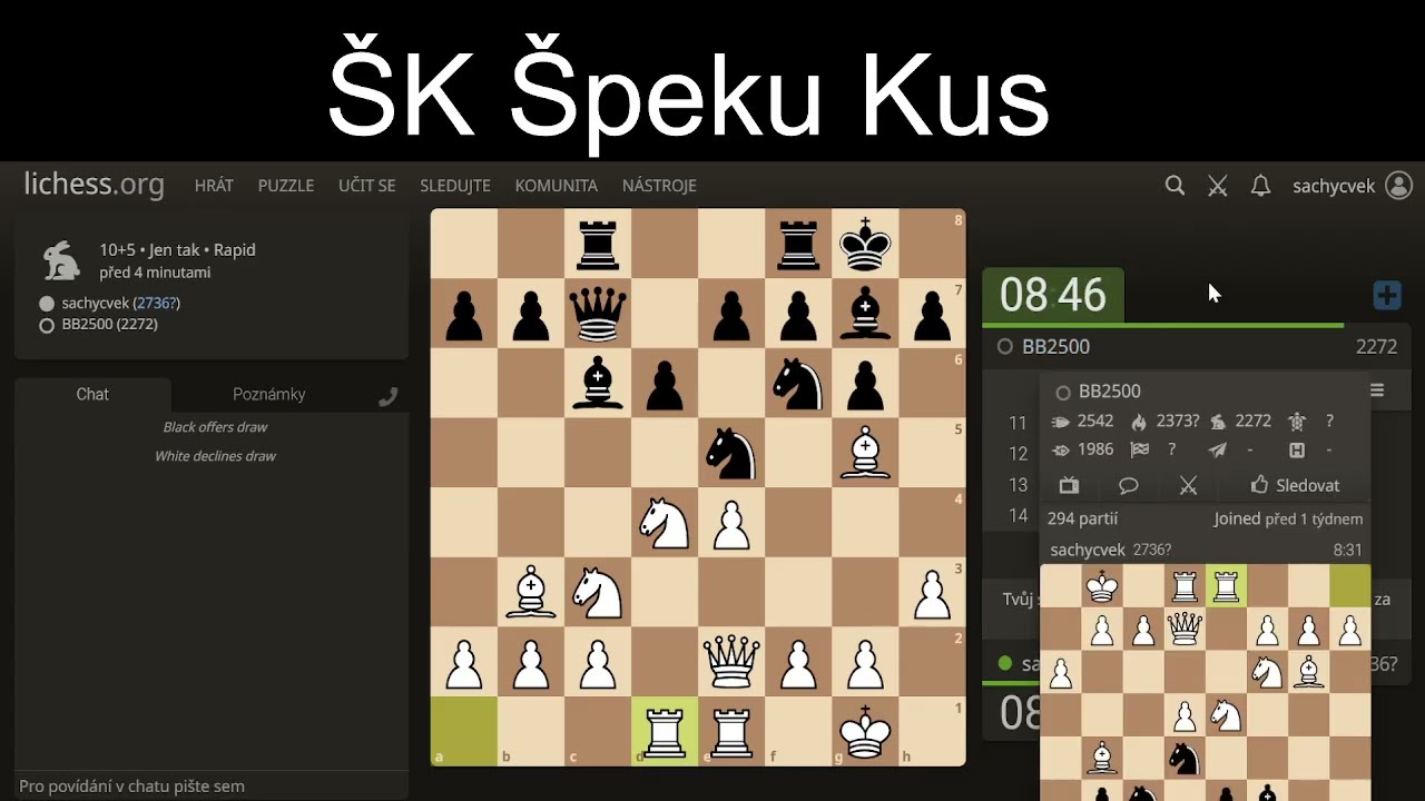 ŠK ŠK Jak přemýšlí velmistr Dneska se mi povedla krásná a zdrcující kombinace