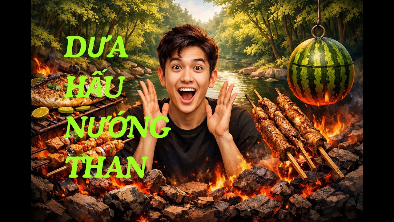 Độc lạ dưa hấu nướng than hồng