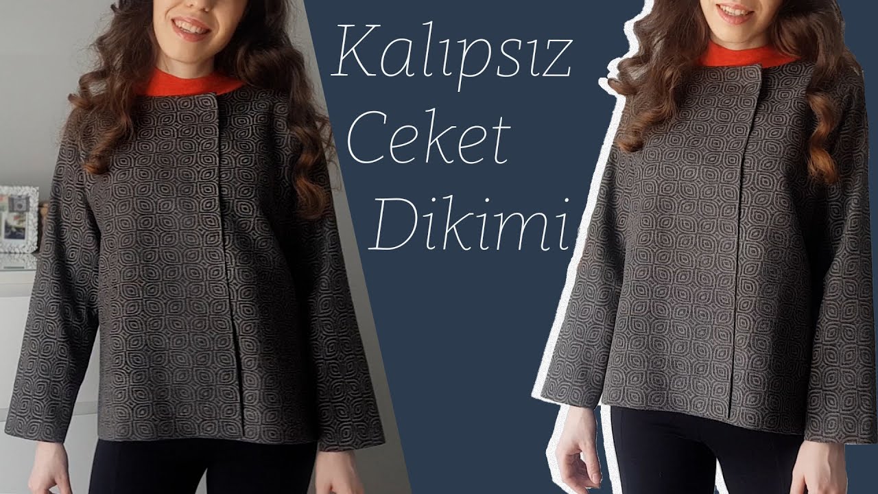 Astarsız Basit Ceket Dikimi ~  Kalıpsız ~  Tshirtten ceket kalıbı çıkarma- Kendin Yap / DIY