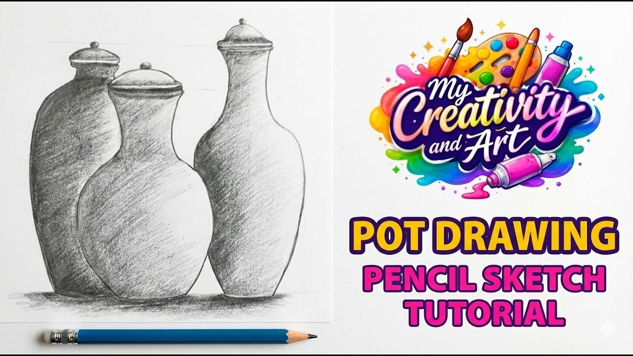 How To Draw Pot And Pencil Sketch Tutorial | Direct Classroom Drawing | Step by Step