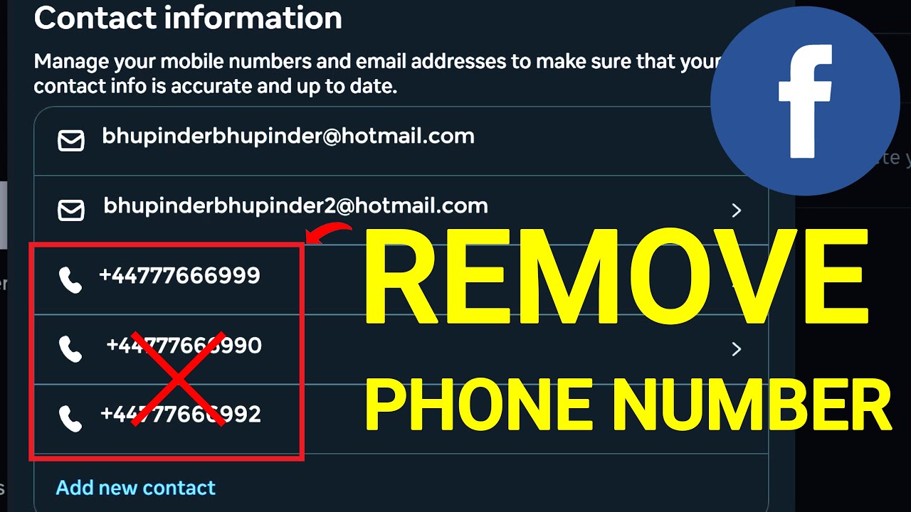 REMOVE PHONE NUMBER FROM FACEBOOK