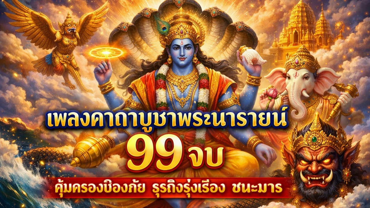 บทสวดสรรเสริญพระนารายณ์ 99 จบ (โอม นะโม นารายะณายะ) ขจัดทุกข์ บารมีสูงส่ง #สวดมนต์
