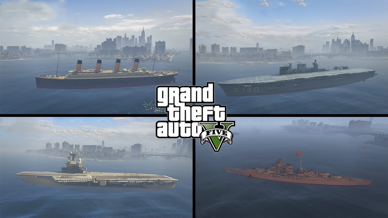 GTA 5 ONLINE | Titanic - UÇAK GEMİSİ ve DEVASA SAVAŞ GEMİLERİNİ SÜRDÜK | EN BÜYÜK GEMİLER | FiveM
