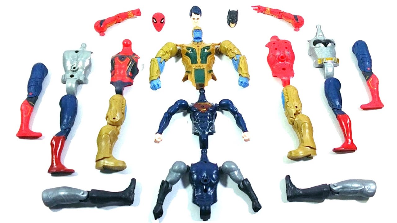 MARVEL ASSEMBLE TOYS THANOS ARMOR VS SUPERMAN VS SPIDER-MAN RED VS BATMAN...