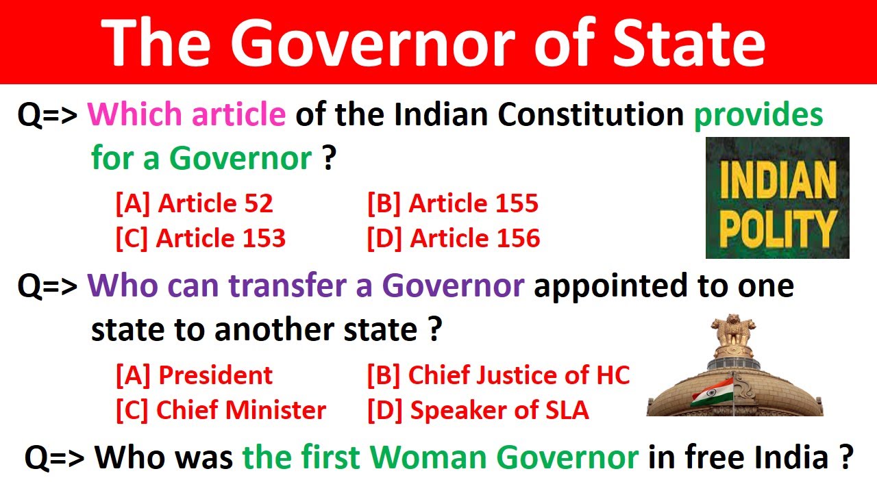 Governor of State MCQ/ Governor MCQ/ Governor of India MCQ/ In English/ Indian Polity