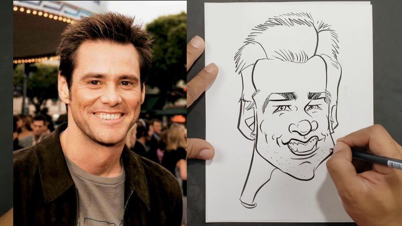 How to draw a Caricature of Jim Carrey