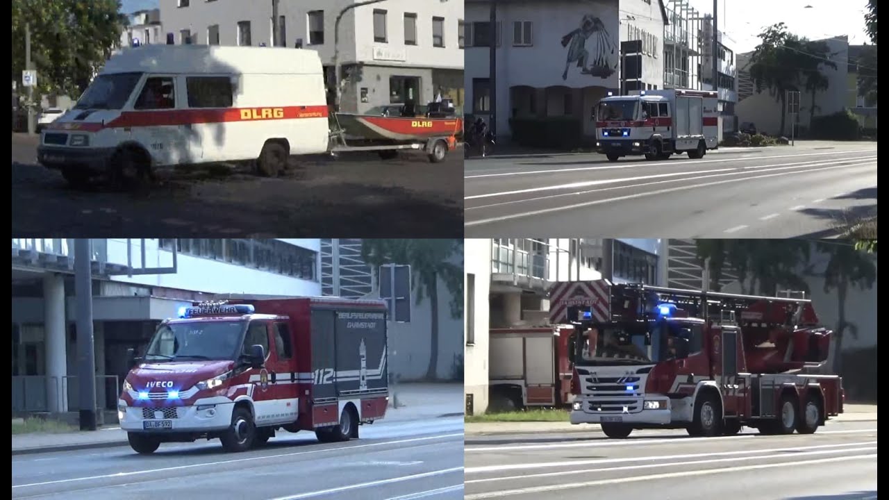 (Großeinsatz) Person in Grube Prinz DLRG und vieles mehr auf Einsatzfahrt in Darmstadt