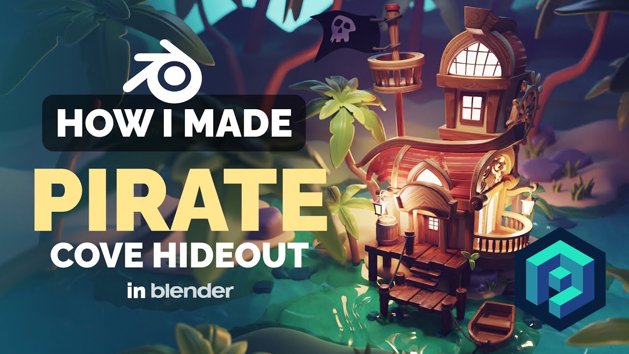 Stylized Pirate Cove in Blender - 3D Modeling Process | Polygon Runway