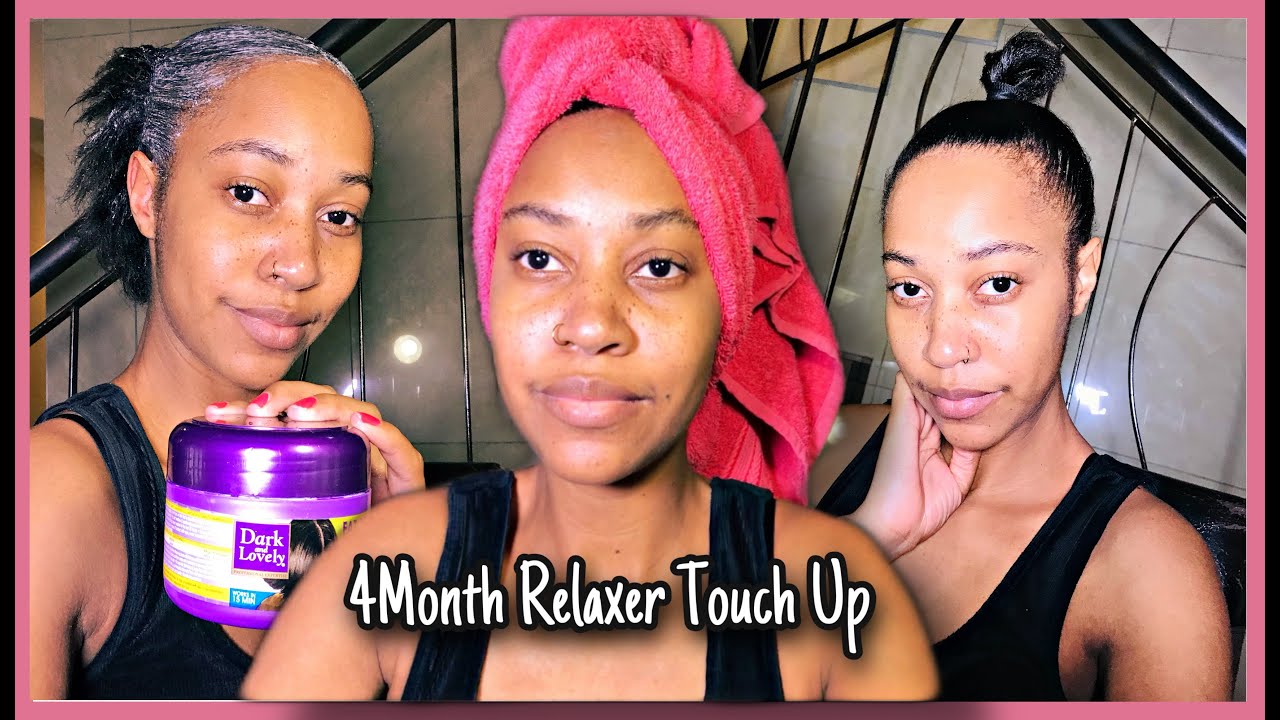RELAXER TOUCH UP AT HOME | I CAN FINALY TIE A LITTLE HIGH BUN! | DARK AND LOVELY BODIFYING RELAXER