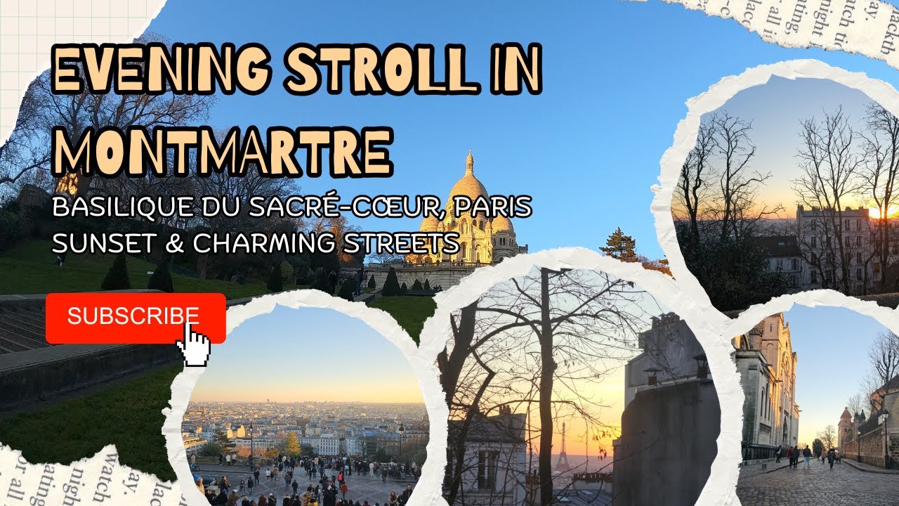 Montmartre: Paris Sunset 😍,  Sacr&eacute;-C&oelig;ur, and Charming Streets. 🧡 France 🇫🇷 #travel