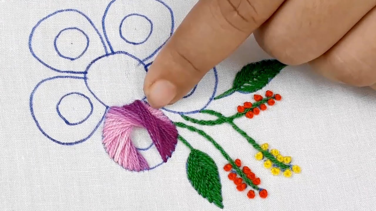 Hand Embroidery amazing flower design#11with super easy stitch for dress