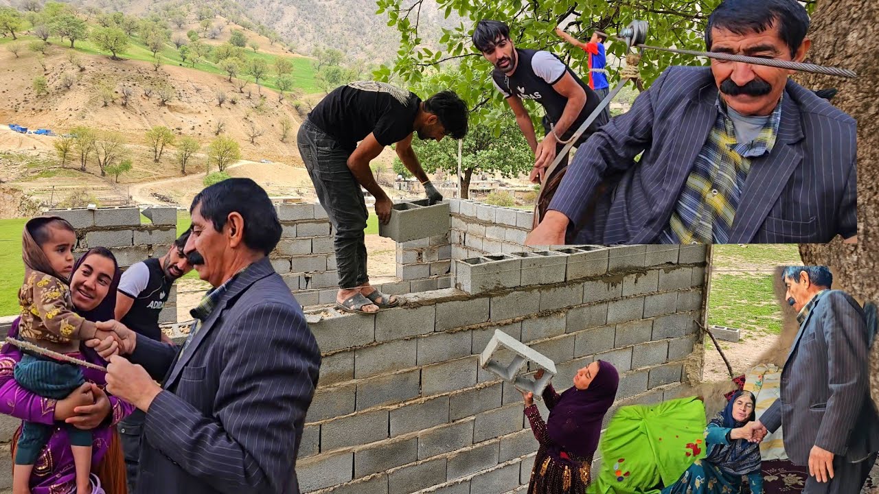 Finishing Our Mountain Home Walls 🧱🏔️ | Family Visit by Farood with Mahmoud & Azam ❤️