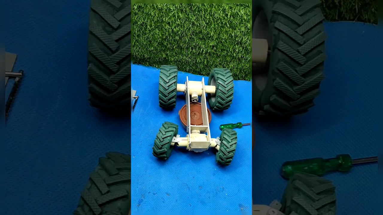 making steering system with universal joint coupling for 4x4 💪 #diy #tractor #dcmodel #rc #shorts