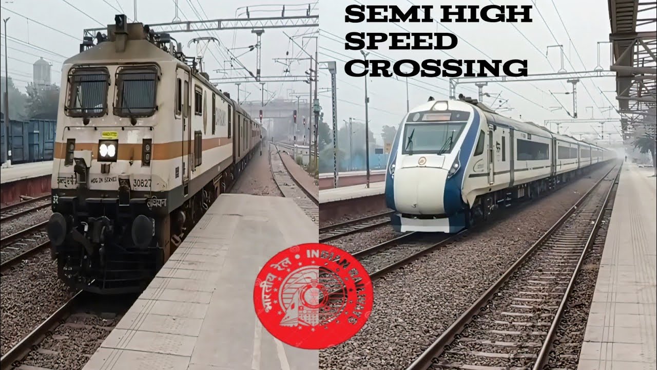 Train crossing at Palwal Railway station High Speed Section 