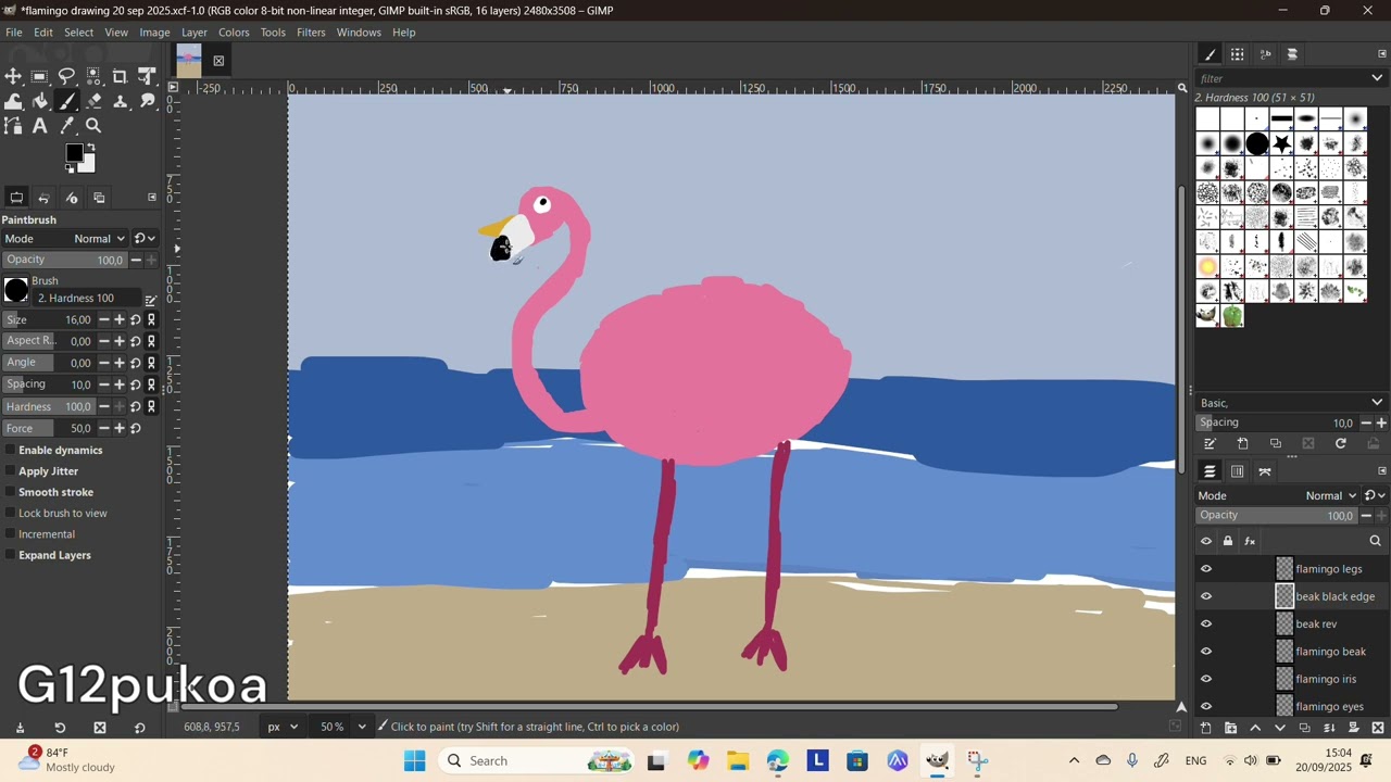 My flamingo drawing on Sep 20, 2025.