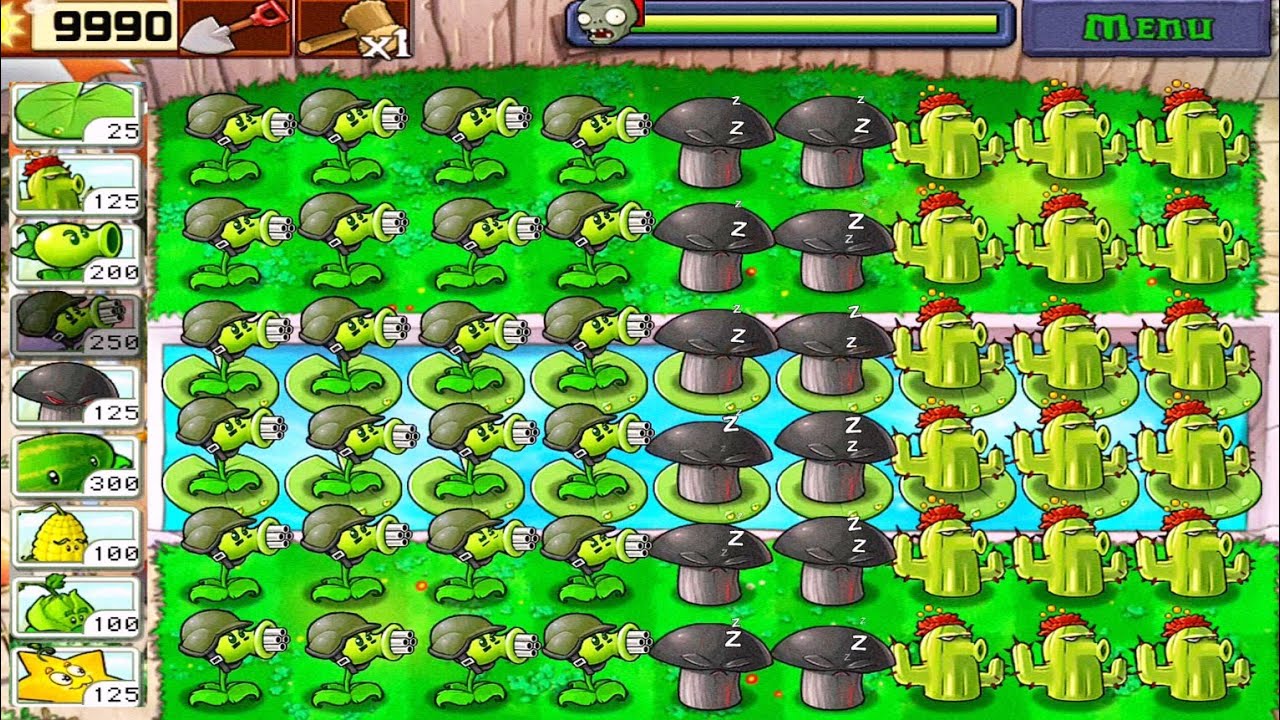 PLANTS VS ZOMBIES | GATLING PEA + DOOM SHROOM + CACTUS VS ZOMBIES | FULL GAMEPLAY HD [ 1080p ]