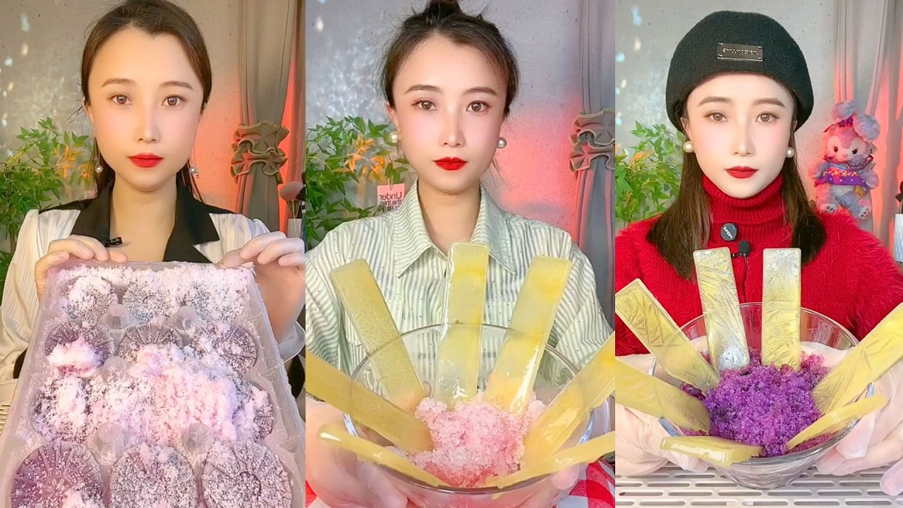 Frozen Crystal Candy Fan Crunch ASMR Feast