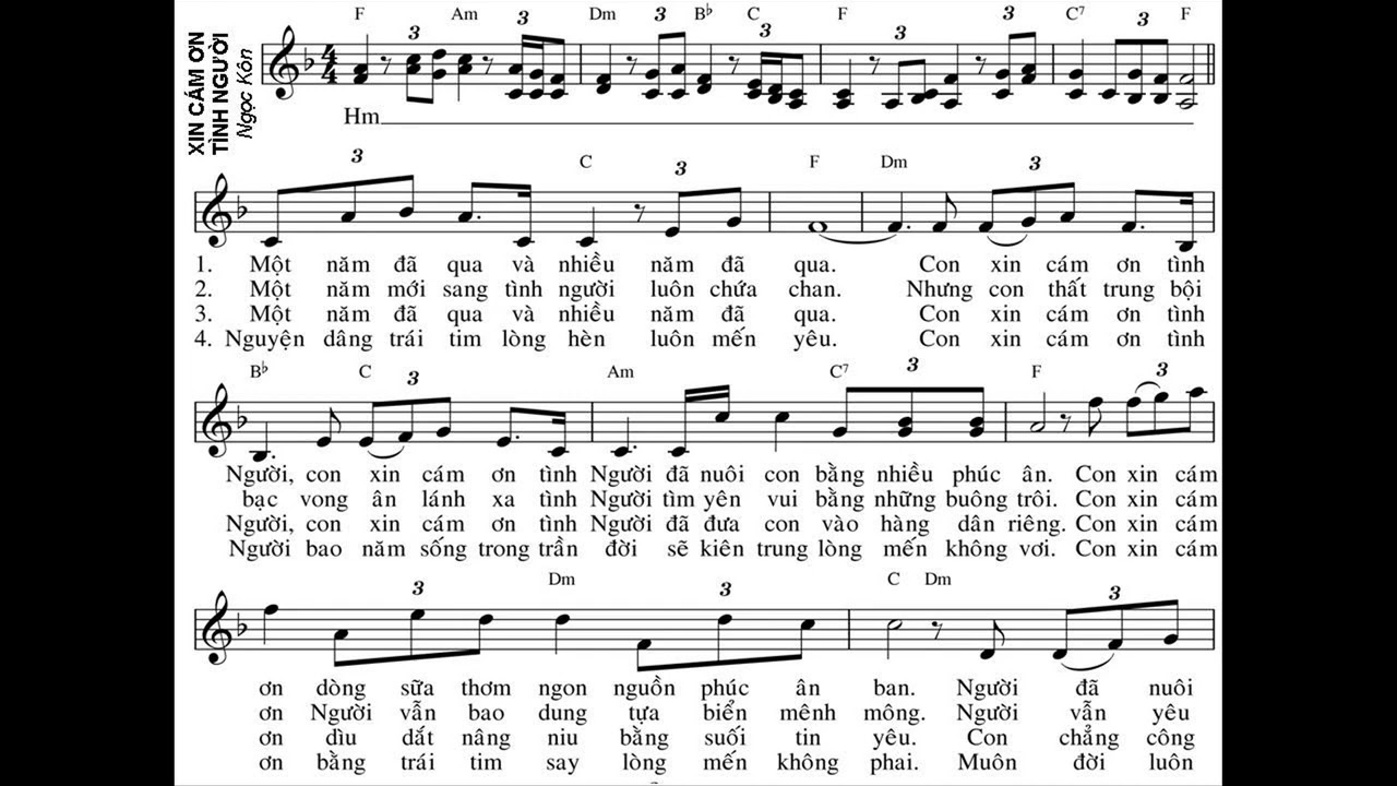 Một năm đã qua và nhiều năm đã qua con xin cám ơn tình Người, con xin cám ơn tình Người đã nuôi con