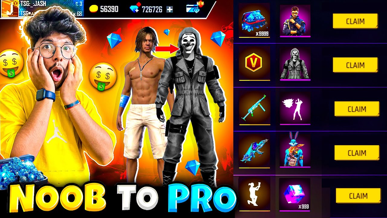 Free Fire TSG Jash Challenged Me To Make His NOOB ID PRO😍 In 10.000 Diamonds💎 -Garena Free Fire