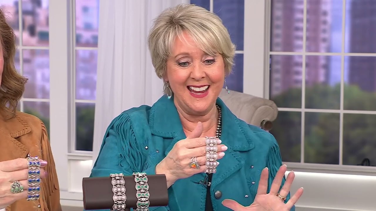 American West Sterling Silver Gemstone Concha Link Bracelet on QVC