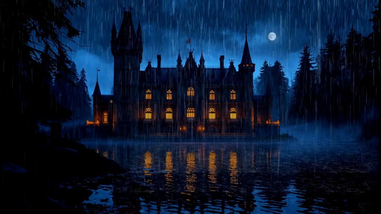 Relaxing Rain at a Mysterious Castle at Night 🌙 | Deep Sleep & Calm Ambience