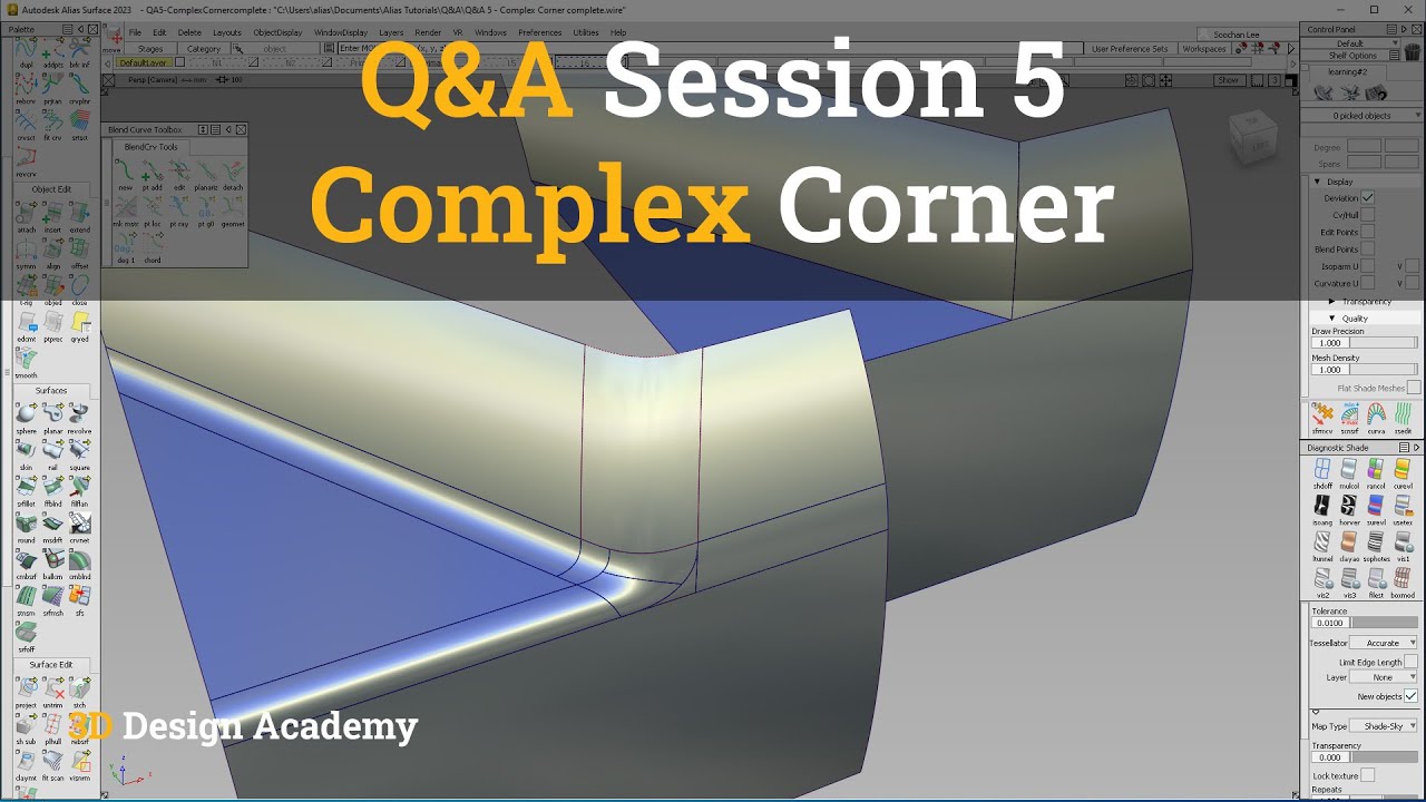 Autodesk Alias Tutorials I Q&A Session 5 - Complex Corner