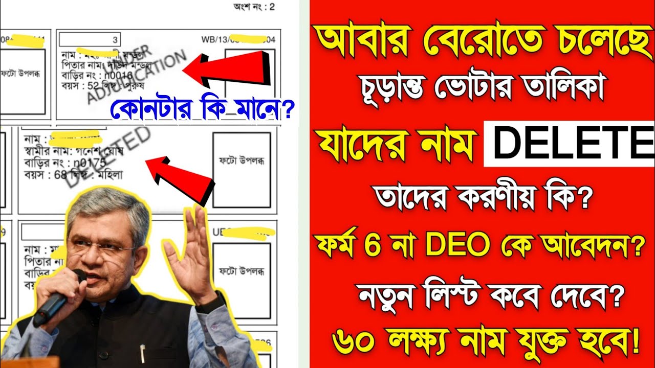 আবার বেরোতে চলেছে চূড়ান্ত ভোটার তালিকা, লিস্টে deleted ও under adjudication দের 2 টি সমাধান.... 