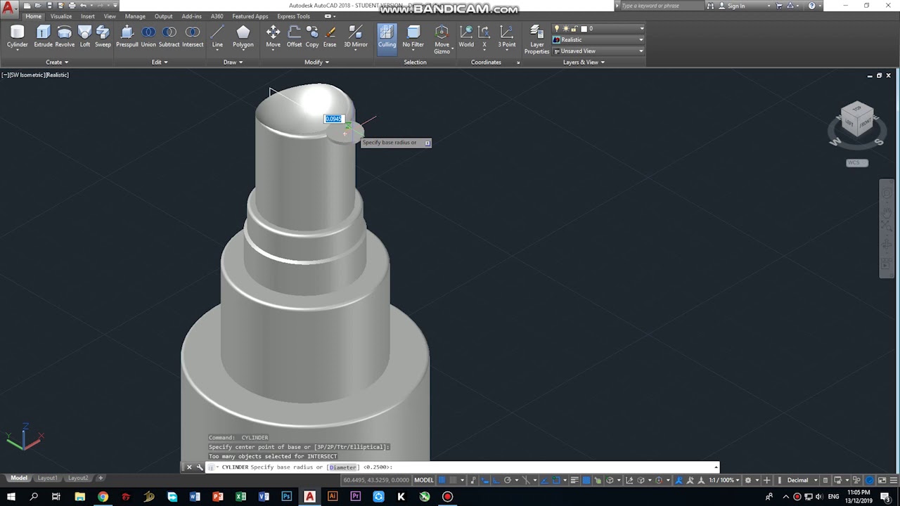 Video tutorial of making 3D perfume bottle in Autocad