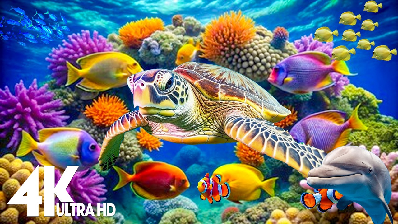 Ocean 4K - The Ultimate 4K Aquarium Voyage, Sea Animals & Coral Reefs with Relaxing Music