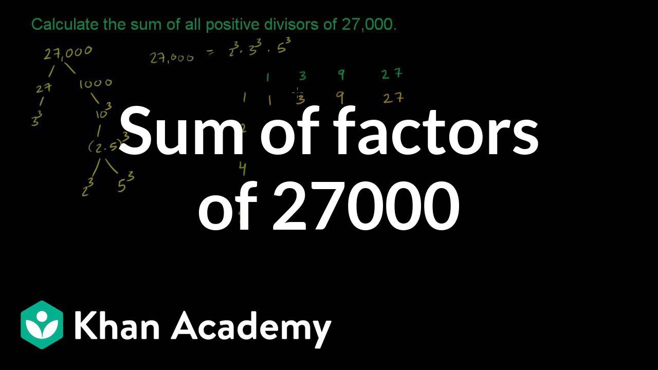 Sum of factors of 27000 | AIME | Math for fun and glory | Khan Academy