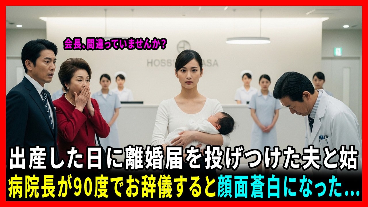 「会長、その人はただの田舎者です。」出産する日に離婚届を投げつけた姑と夫病院長が90度でお辞儀すると顔面蒼白になった。 #動エピソード#老後の物語 #家族の物語
