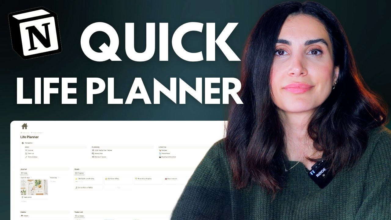 30-Min Notion Guide: Ultimate Life Planner for 2024 - Goals, Journal, Habits & More!
