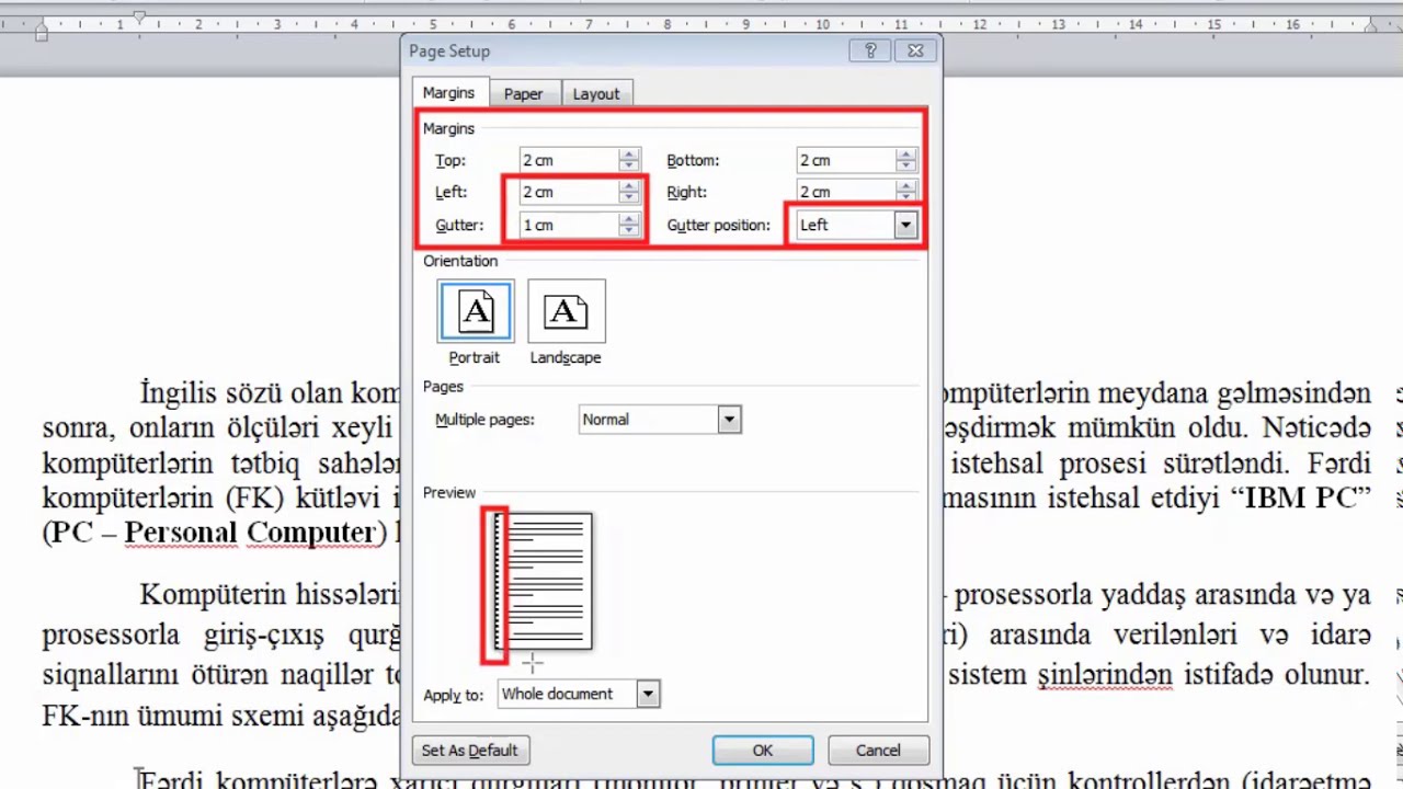 MS WORD dərs-9, Page Layout lent tabı