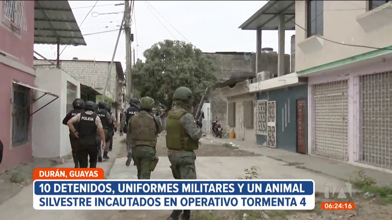 10 detenidos, uniformes militares y un animal silvestre fueron incautados en Durán