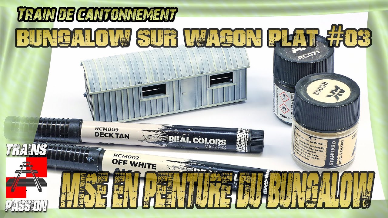 Bungalow sur wagon plat_Mise en peinture du bungalow