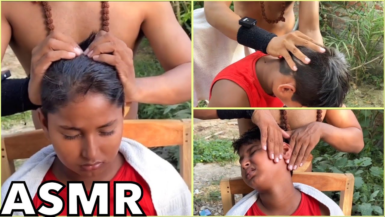 Village Kid Getting His First ASMR Head Massage By ASMR YOGi | asmr massage therapy