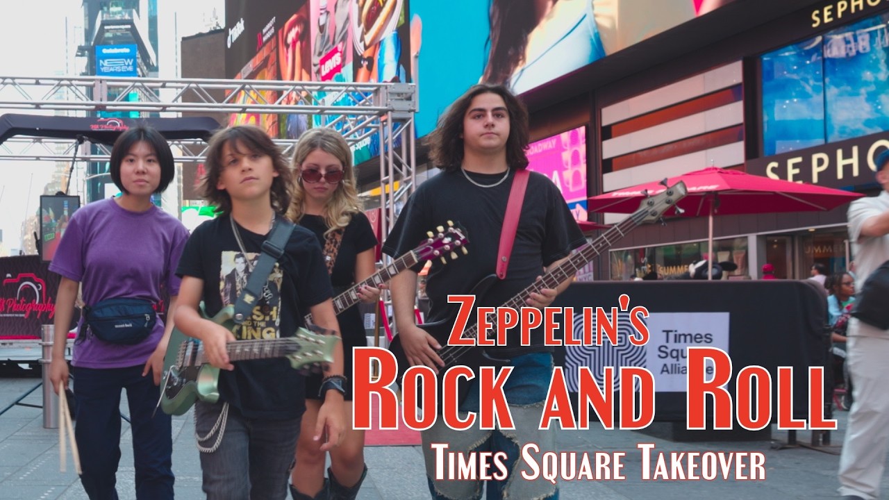 Rock and Roll Live Cover at Times Square - The Only Bay Allstars Perform Led Zeppelin