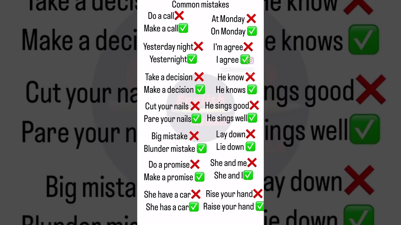 Top errors in english and how to fix them#shorts