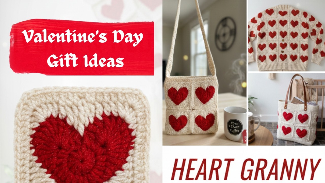 ❤LAST MINUTE Valentine’s Gift! ⏰❤️ Easy Heart Granny Square Tutorial ✨🎁🧶