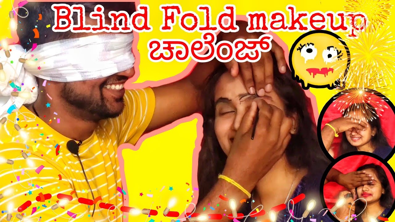 Blind fold makeup challenge with My *BROTHER*😨|Racchu kannada vlogs