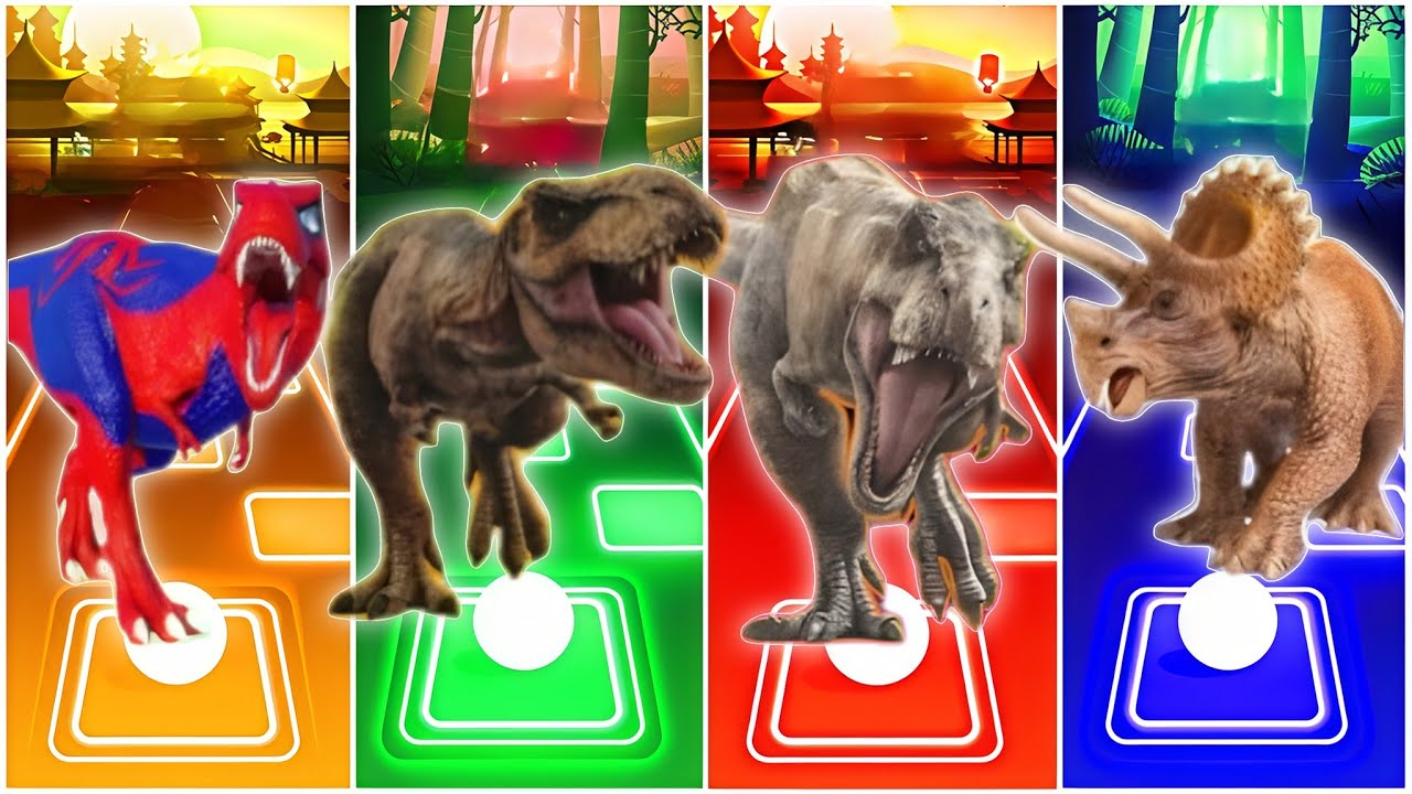 JurassicWorld Indomus🆚The Tyrex🆚The Tyrannosaurus🆚The Triceratops Coffin Dance Song || TilesHop