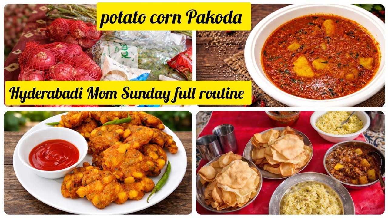 Hyderabadi Mom's Sunday Full Routine | Ramzan Series ✨ | potato Sweet corn Pakoda kaise  | YumVlogs 
