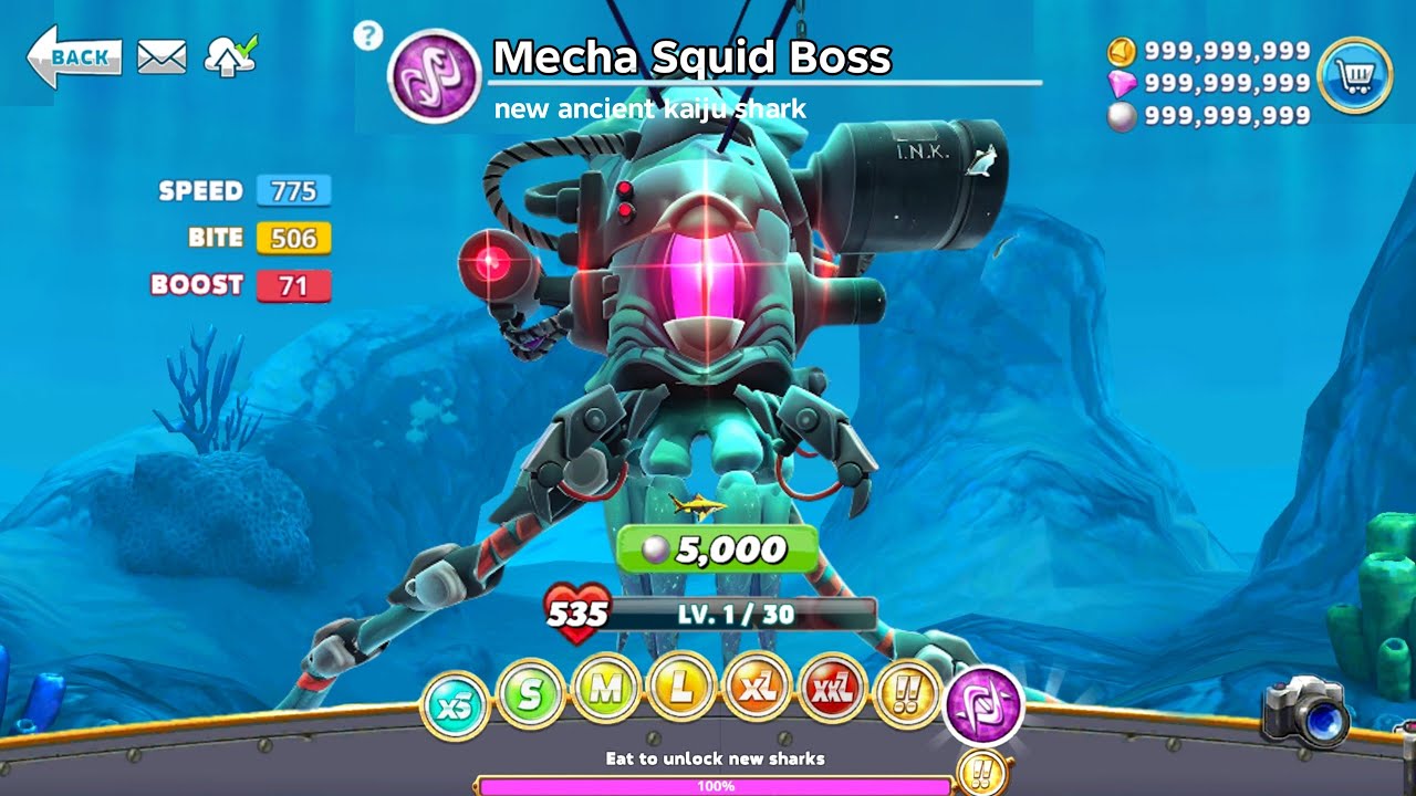 UNLOCKED MECHA SQUID BOSS UNLOACKED AND KILL ALL SHARK - BIG SHARK | HUNGRY SHARK WORLD GAMEPLAY